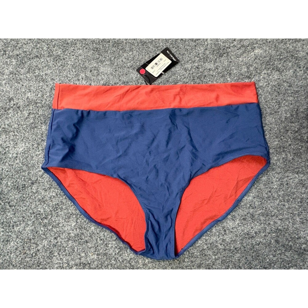Janela Bay Swim Suit Bottoms Womens XXXL Rust & Matte Navy Blue Seamless Waist